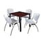 Kee Kee Square Table & Chair Set, Wood, Metal, Plastic Top, Mahogany TB3030MHBPBK47GY - alternate 1